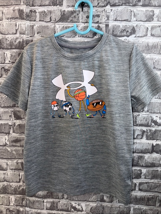 Under Armour Other - Under Armour Gray Short Sleeve Tee with Colorful Sports Characters